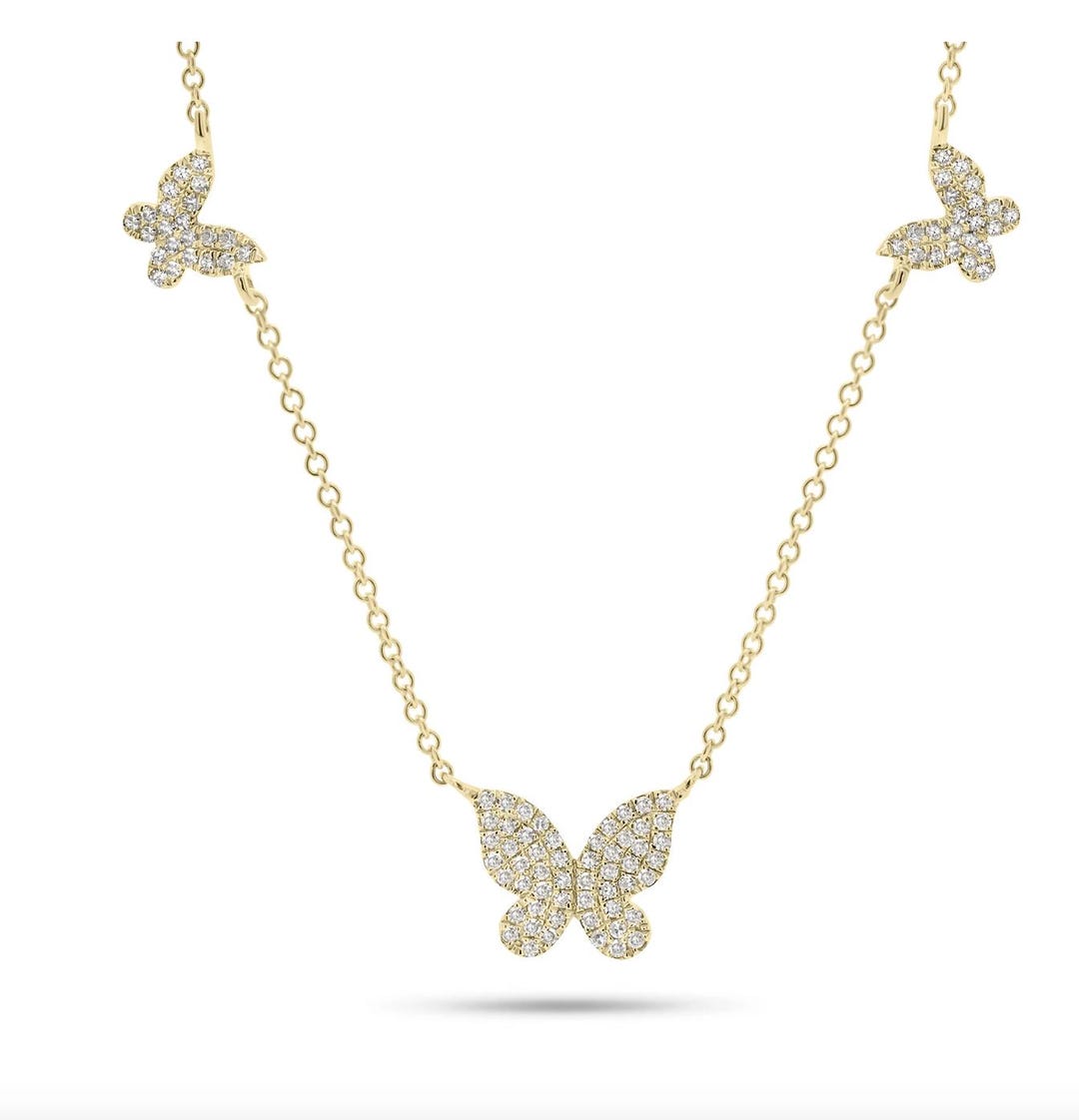 Triplet Diamond Butterfly Necklace main image 0