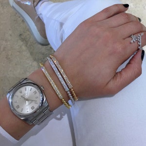 Diamond Bangle Bead Bracelet in 18k White, Yellow, or Rose Gold image 1