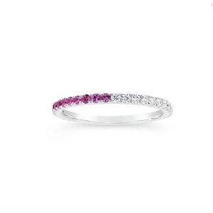 Gradient Diamond & Pink Sapphire Eternity Ring 14k Gold, Anniversary Gift, Valentines Day Gift Ideas, Fine Diamond Jewelry by Skinnybling