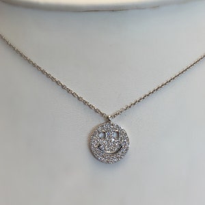 Diamond Smiley Face Necklace in 14K White Gold image 2