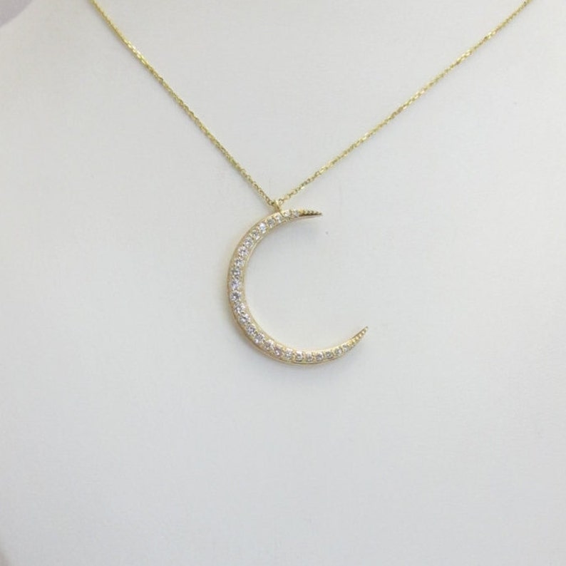 Diamond Crescent Moon Necklace image 2