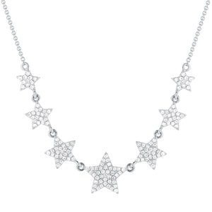 Graduated Diamond Star Necklace / 14k White, Yellow, Rose Gold / 153 Round Diamonds,.41 ct. / G-H Color, SI2 Clarity / Skinnybling image 3