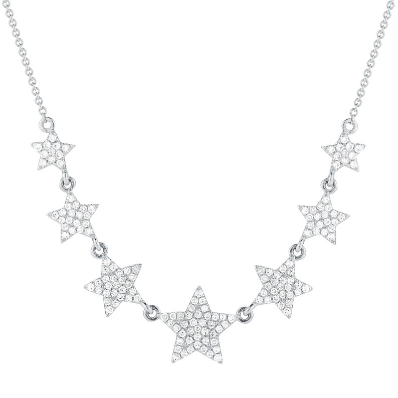 Graduated Diamond Star Necklace / 14k White, Yellow, Rose Gold / 153 Round Diamonds,.41 ct. / G-H Color, SI2 Clarity / Skinnybling image 3