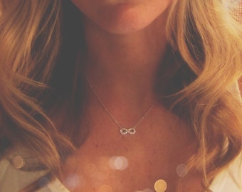 Small Diamond Infinity Necklace // 14k white, yellow, or rose gold // natural diamonds