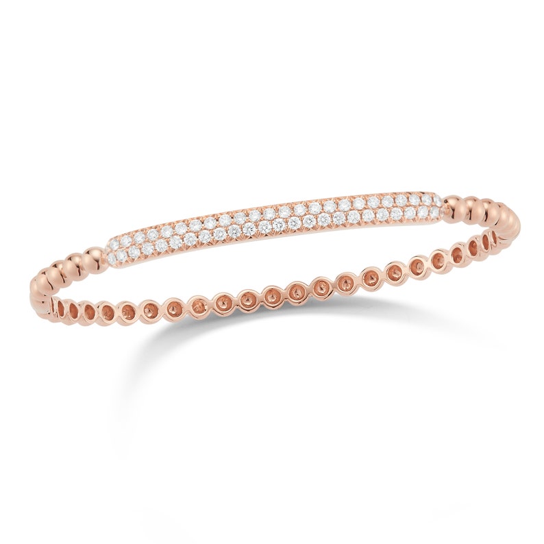 Diamond Bangle Bead Bracelet in 18k White, Yellow, or Rose Gold image 4