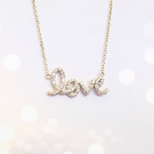 Diamond Name Necklace 14k Gold Personalized Jewelry Script Etsy