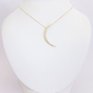 Diamond Crescent Moon Necklace // 14k yellow, white, or rose gold // natural diamonds