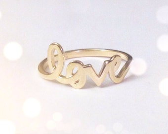 14k Gold "Love" Ring (yellow, white, or rose gold)