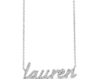 Naambord ketting echte diamant 14k goud gepersonaliseerde aangepaste tekst charme luxe moderne sieraden verjaardag verjaardag bruiloft