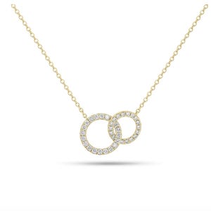 Diamond Interlocking Circles Necklace, Natural Diamonds and 14kt Gold, Anniversary Gift Ideas, Fine Jewelry by Skinnybling