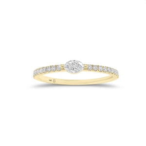 Anillo de diamantes marquesa en oro de 14 k: delicadas joyas para combinar
