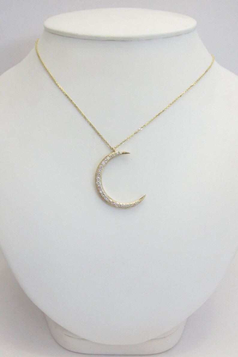 Diamond Crescent Moon Necklace image 4