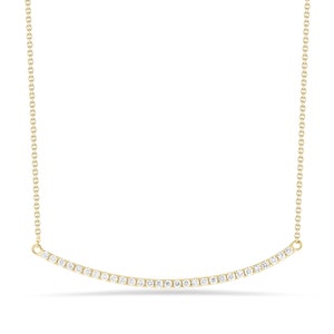 Diamond Curved Bar Necklace 2 inch 14k geel, wit, rose goud .43ct natuurlijke diamanten skinnybling bestseller de originele bar afbeelding 6