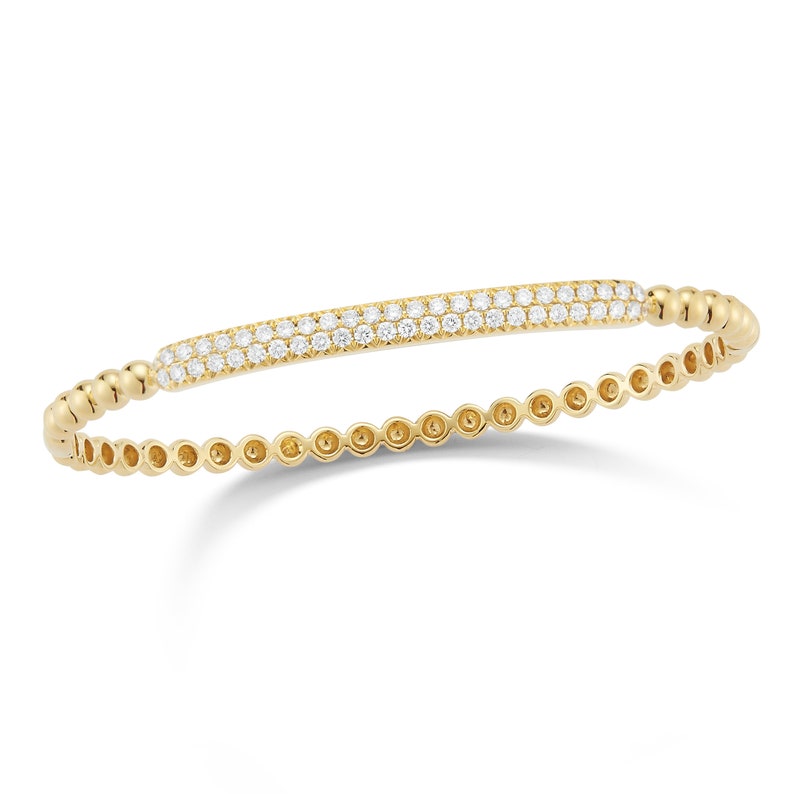 Diamond Bangle Bead Bracelet in 18k White, Yellow, or Rose Gold image 3