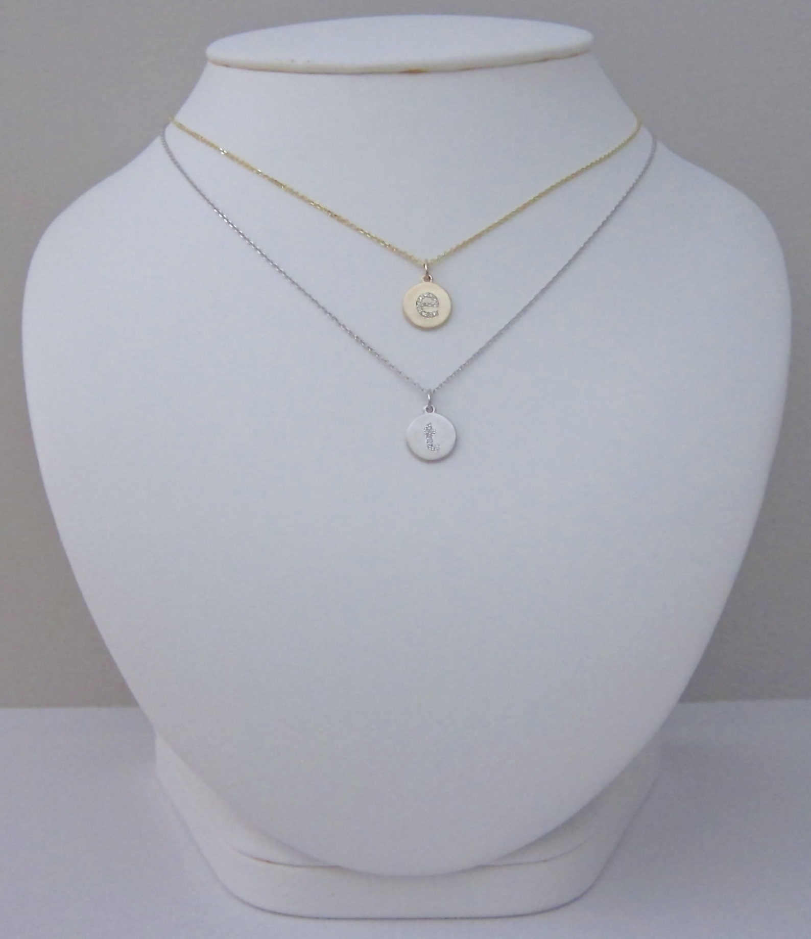 Mini Diamond Initial Disc Necklace lowercase 14k Yellow Etsy