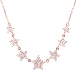 Graduated Diamond Star Necklace / 14k White, Yellow, Rose Gold / 153 Round Diamonds,.41 ct. / G-H Color, SI2 Clarity / Skinnybling image 4