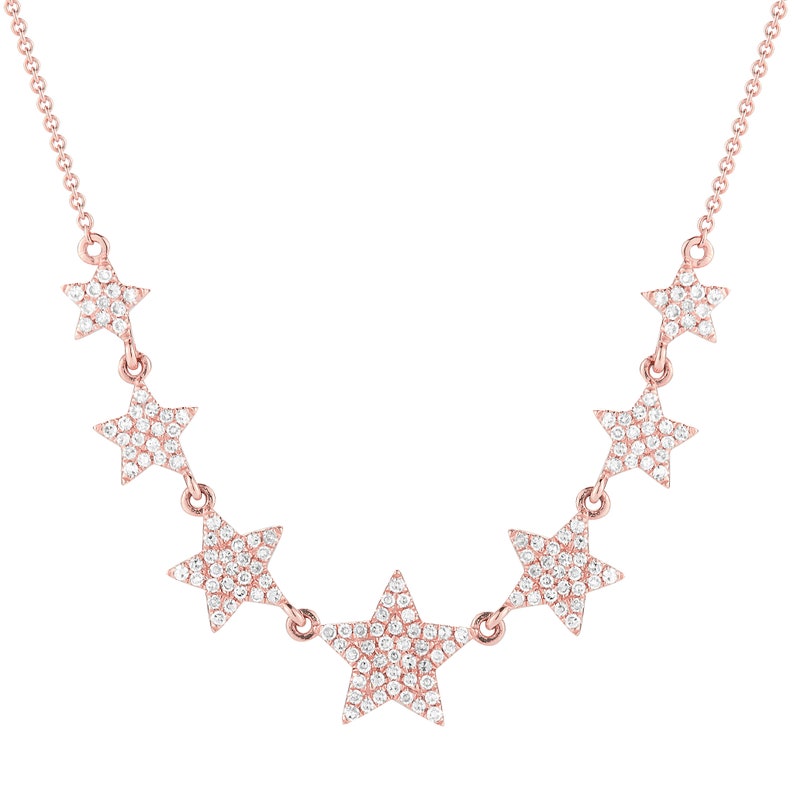 Graduated Diamond Star Necklace / 14k White, Yellow, Rose Gold / 153 Round Diamonds,.41 ct. / G-H Color, SI2 Clarity / Skinnybling image 4