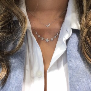 Graduated Diamond Star Necklace / 14k White, Yellow, Rose Gold / 153 Round Diamonds,.41 ct. / G-H Color, SI2 Clarity / Skinnybling image 5