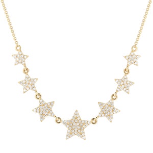 Graduated Diamond Star Necklace / 14k White, Yellow, Rose Gold / 153 Round Diamonds,.41 ct. / G-H Color, SI2 Clarity / Skinnybling image 2