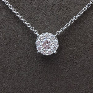 Diamant Solitär Kette mit Halo 14kt Weißgold Bild 4