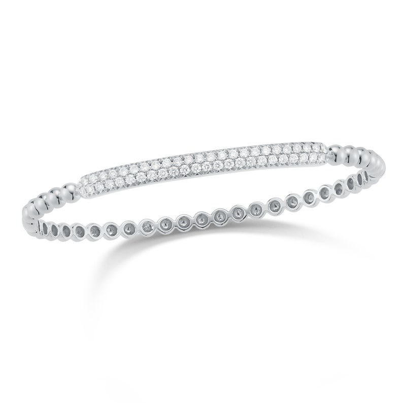 Diamond Bangle Bead Bracelet in 18k White, Yellow, or Rose Gold image 2