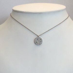 Diamond Smiley Face Necklace in 14K White Gold image 3