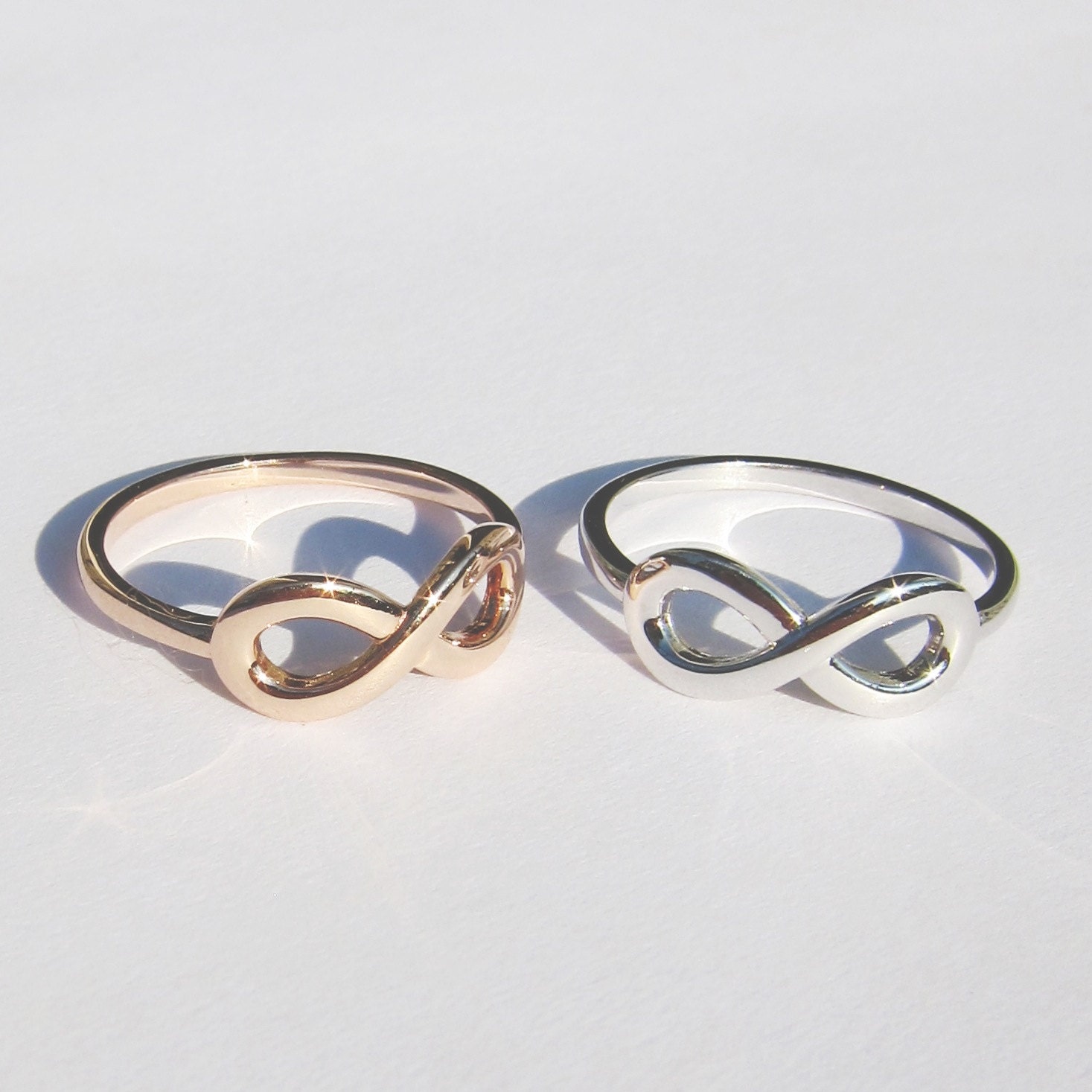 14k Gold Infinity Ring white Yellow or Rose Gold Etsy