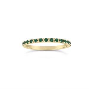 14k Gold Emerald Eternity Ring: Anniversary Band