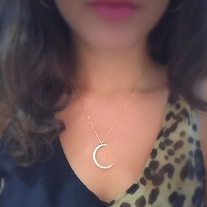Diamond Crescent Moon Necklace image 1