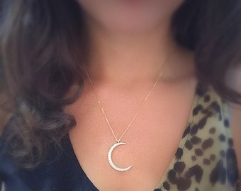 Diamond Crescent Moon Necklace