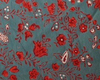Reproduction 18th century cotton "Indigo Garden" Hand Block Print