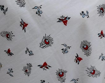 Reproduction 1797 "Feathers and Berries" Hand Block Print