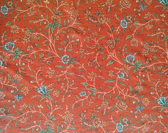 Red Posy 18th Century Reproduction Linen Cotton Print