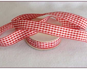 1 meter of 15mm red gingham Ribbon