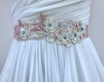 Bridal Sash /& Headpiece vintage wedding belt Fascinator Bride light green Peacock edwardian romantic Bridesmaid MINT PALE GEEN