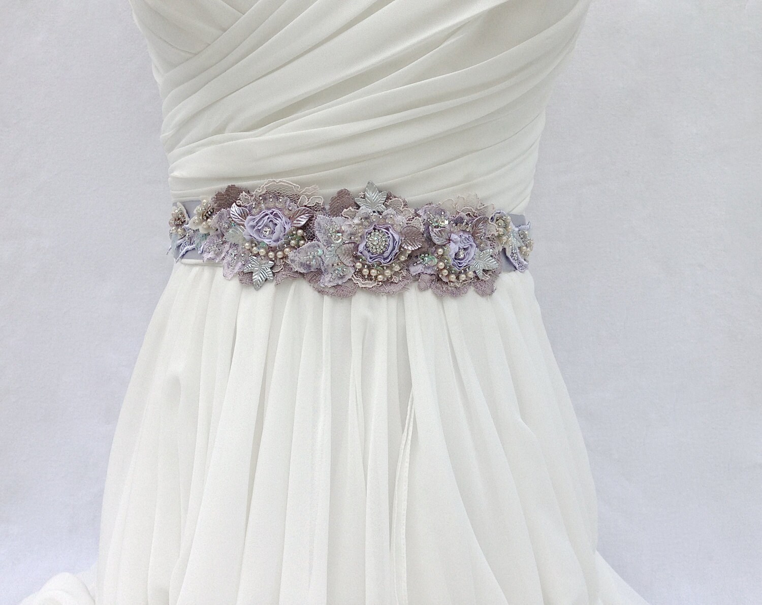 Beaded Lace Bridal Sash Wedding Sash in Lavender Plum and Etsy