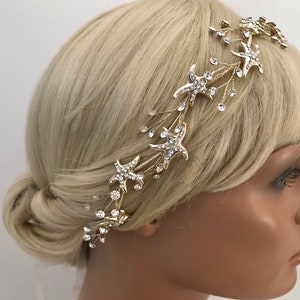Beach Wedding Starfish Bridal Tiara Crown  /Crystal Bridal Headpiece / Wedding Crown / Starfish Headband / Bridal Hair Vine /  Gold / Silver