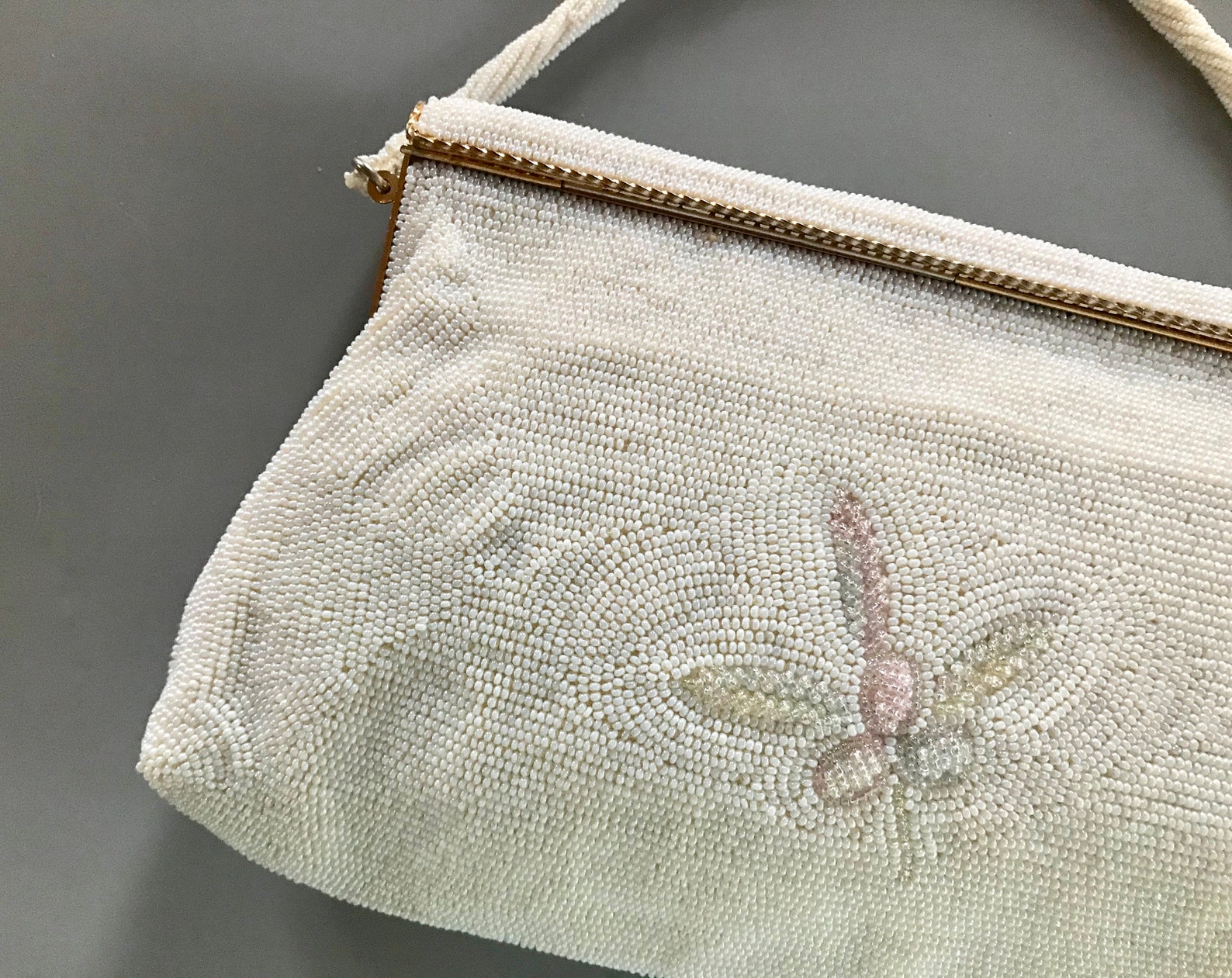 Floral Vintage Beaded Evening Bag / Japan / Flower Beaded Etsy