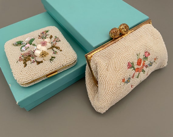 French Vintage Change Purse & Compact Set Of 2 / … - image 1