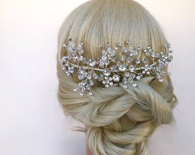 Crystal Bridal Wedding Hair Vine Comb Crystal Wedding Hairvine Crystal Wedding Headpiece Silver Rhinestone Bridal Hairpiece