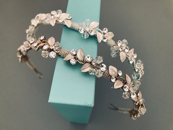 Swarovski Crystal Leaf Bridal Headband: Wedding Tiara  display picture 3