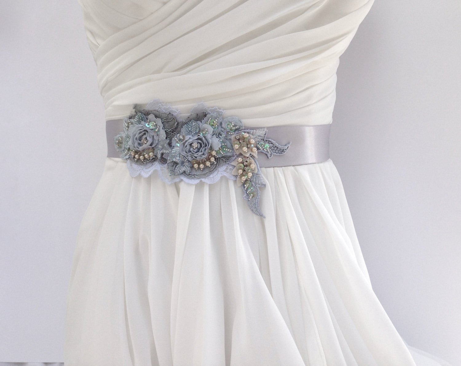 Beaded Lace Bridal Sash Wedding Sash in Soft Bridal Blue and Etsy