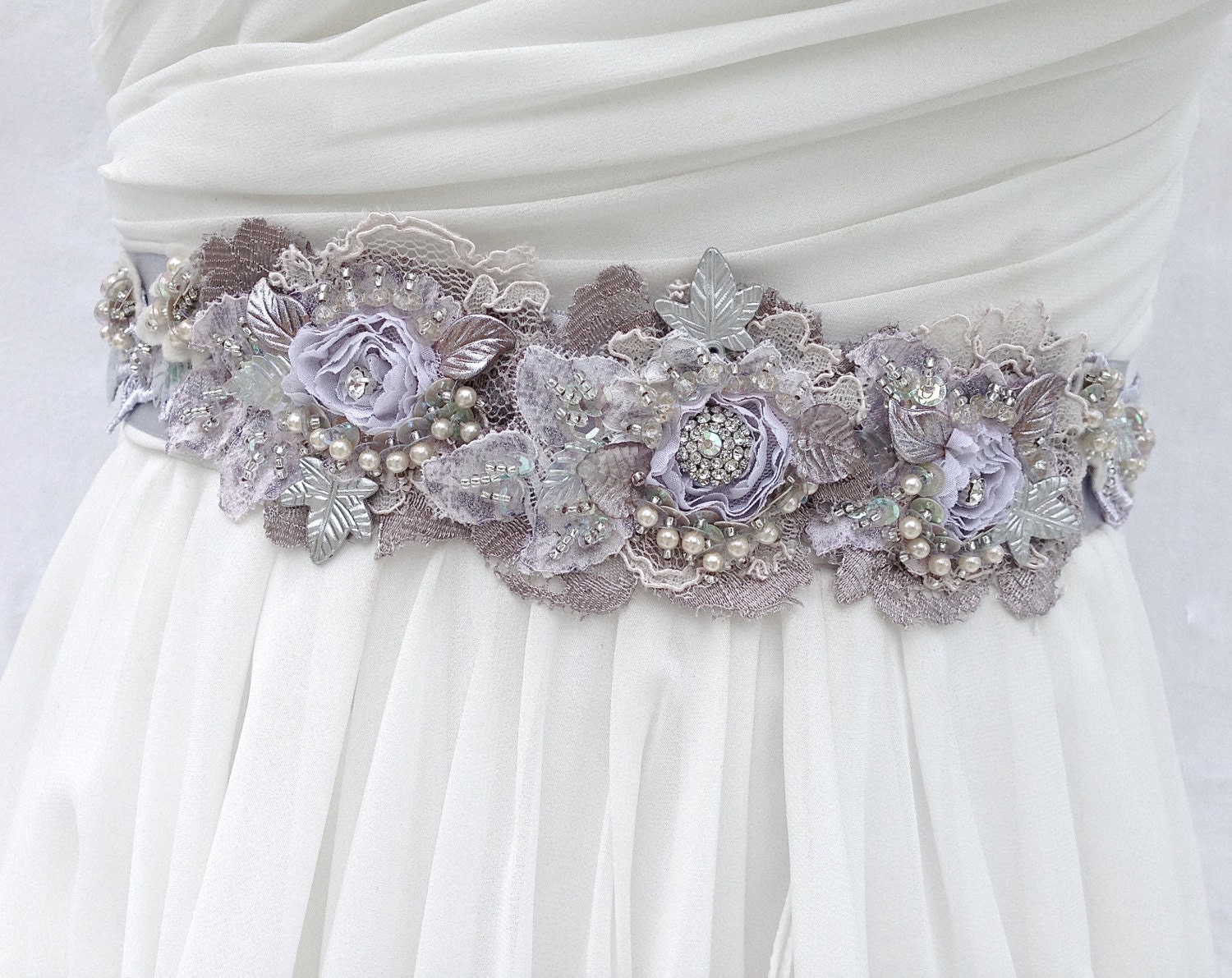 Beaded Lace Bridal Sash Wedding Sash in Lavender Plum and Etsy