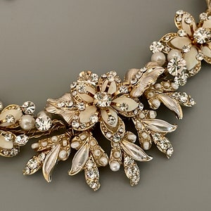 Swarovski-kristaller med halsband och örhängen: Bröllopssmycken i champagnefärgat guld bild 6
