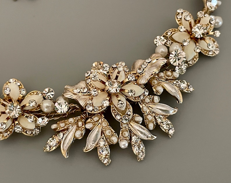 Swarovski-kristaller med halsband och örhängen: Bröllopssmycken i champagnefärgat guld bild 6