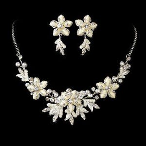 Swarovski-kristaller med halsband och örhängen: Bröllopssmycken i champagnefärgat guld bild 4