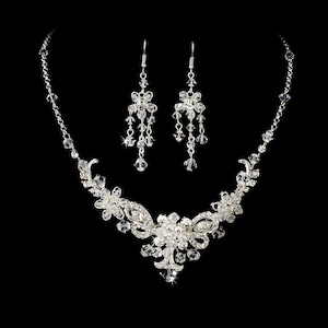 Swarovski Crystal Bridal Necklace Earring Set /  Romantic Necklace Earring Set / Wedding Jewelry Set / Vintage Chic/ Bridal Jewelry Set