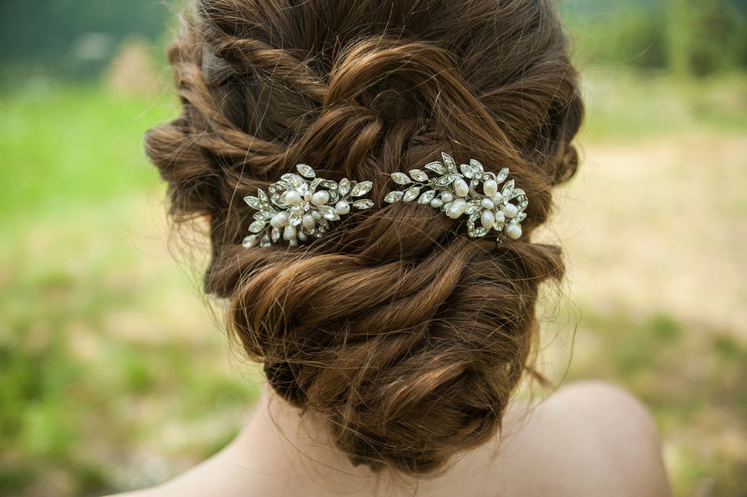 Bridal Hair Comb Set of 2 Freshwater Pearl and Crystal Hair - Etsy