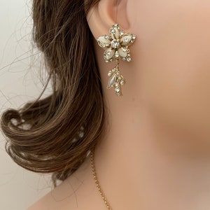 Swarovski-kristaller med halsband och örhängen: Bröllopssmycken i champagnefärgat guld bild 8