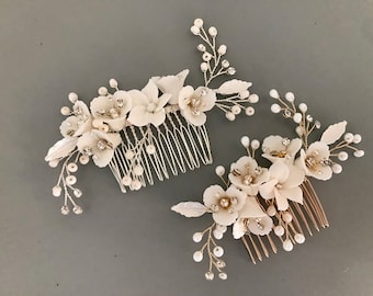 Swarovski Crystal Bridal Hair Comb: Ivory Pearl Wedding  display picture 1